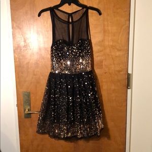 Black dress with gold sparkle sequins